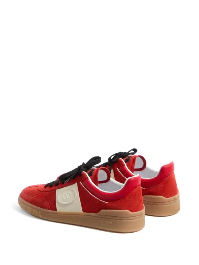 Valentino Garavani Upvillage Low Top Trainer In Split Leather And Calfskin Nappa Leather In Red
