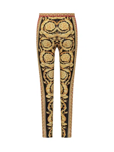 Versace Barocco Print Leggings In Multi