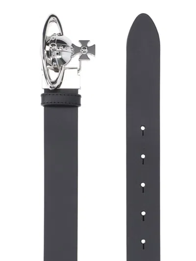 Vivienne Westwood Adjustable Length Smooth Finish Metallic Buckle In Black