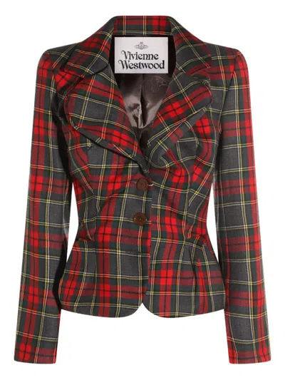 Vivienne Westwood Plaid Tailored Jacket With Notch Lapel And Button-detail Cuffs In Multi