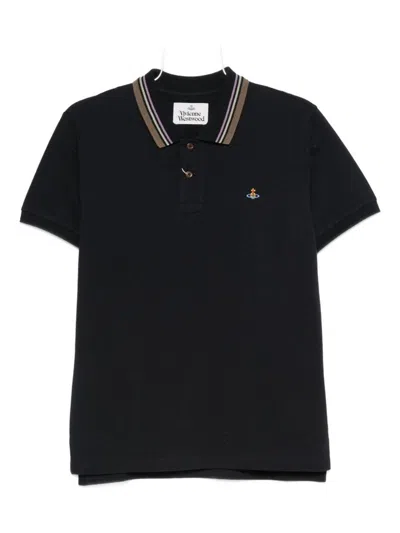 Vivienne Westwood Classic Cotton Pique Polo Shirt In Black