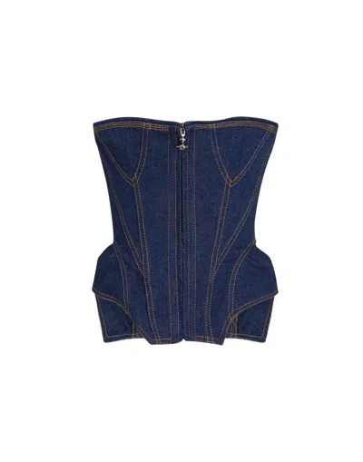 Vivienne Westwood Corset Bustier Top With Visible Stitching In Blue