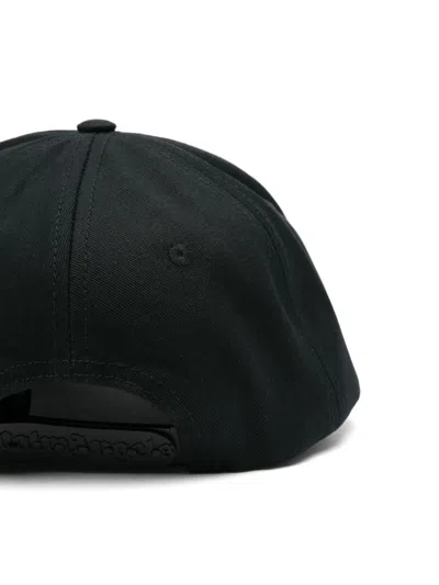 Palm Angels Black Baseball Cap With White Logo Print In Black