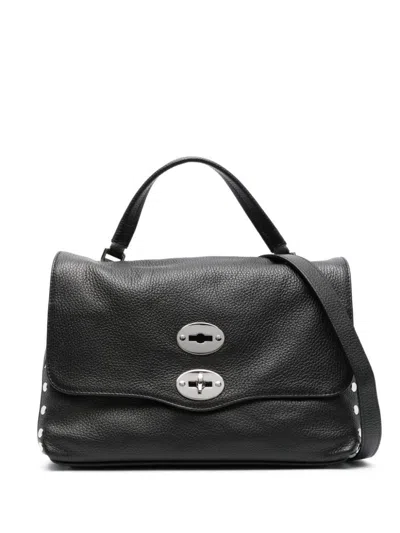 Zanellato Medium Postina Leather Shoulder Bag In Black