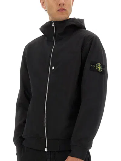 Stone Island Soft Shell Jacket In Black
