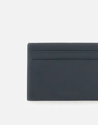 Paul Smith Navy Leather Artist Stripe Card Holder Blue In Black