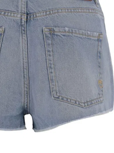 Pinko Blue Cotton Blend Denim Shorts
