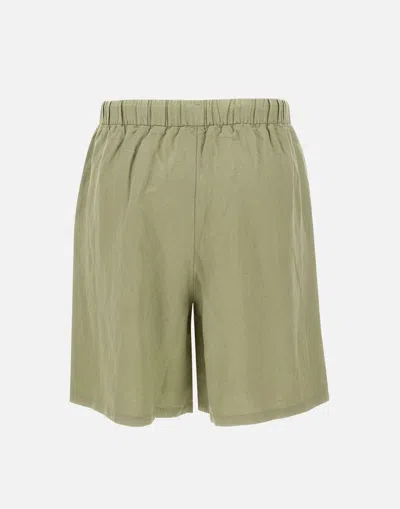 Sun68 Sage Green Linen Drawstring Shorts In Green