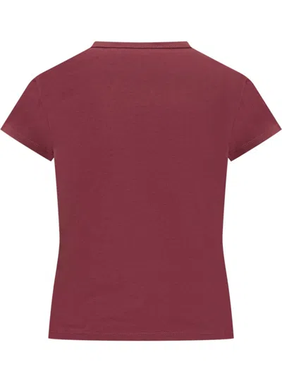 Attico Bordeauc Cotton T-shirt With Embroidered Logo In Red