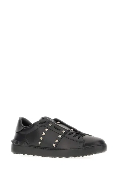 Valentino Open Rockstud Untitled Sneakers In Black
