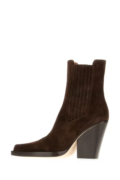 Paris Texas Heeled Boots With Elastic Panels And Suede Finish In Brown