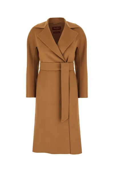 Max Mara Biscuit Wool Blend Coat In Brown