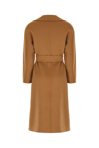 Max Mara Biscuit Wool Blend Coat In Brown