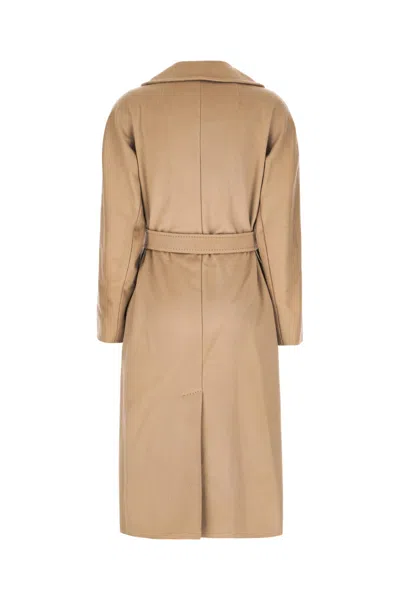 Weekend Max Mara Long Length Belted Coat With Notched Lapels In Brown