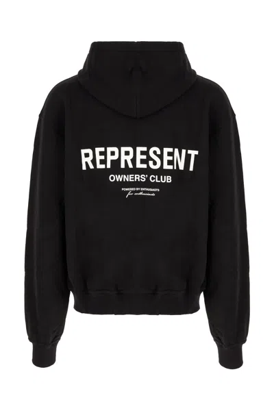 Represent Mens Black Owners Club Brand-print Relaxed-fit Cotton-jersey Hoody Xxl In Black