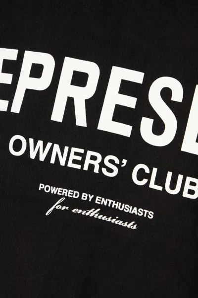 Represent Mens Black Owners Club Brand-print Relaxed-fit Cotton-jersey Hoody Xxl In Black
