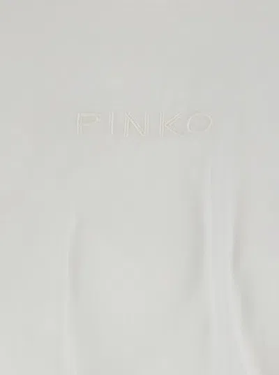 Pinko White Crop T-shirt With Logo On The Front And Gathers In White