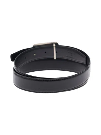 Tom Ford T Shiny Leather Belt With Silver Buckle