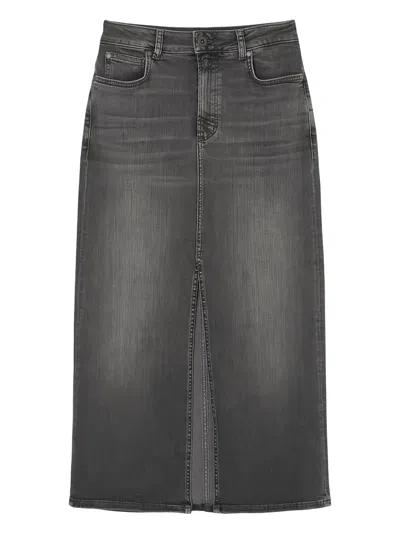 Marc O'polo Split-front Denim Skirt In Black