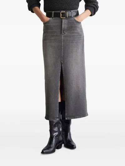 Marc O'polo Split-front Denim Skirt In Black