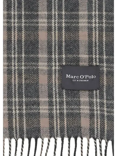 Marc O'polo Plaid Fringed Scarf In Gray
