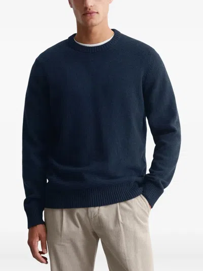 Marc O'polo Textured Crew-neck Sweater In Blue