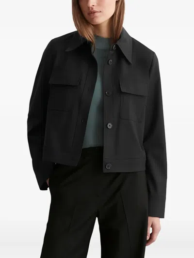 Marc O'polo Button-up Cropped Jacket In Black