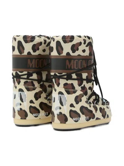 Moon Boot Leopard-print Lace-up Boots In Brown