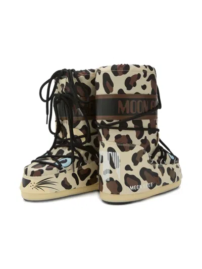 Moon Boot Leopard-print Lace-up Boots In Brown