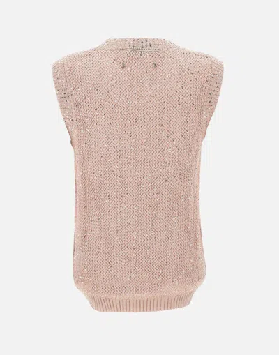 Golden Goose Mesh Knit Top With Sequins And Contrasting Details