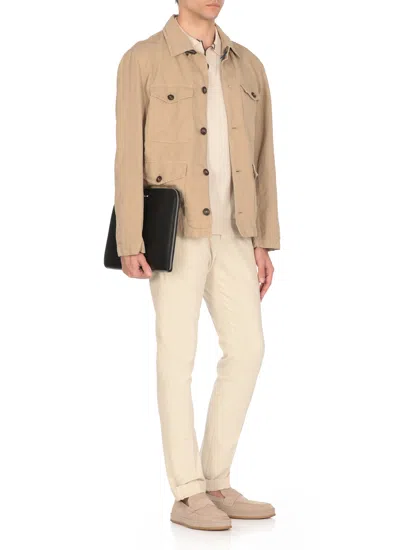 Fay Cotton And Linen Jacket In Neutral