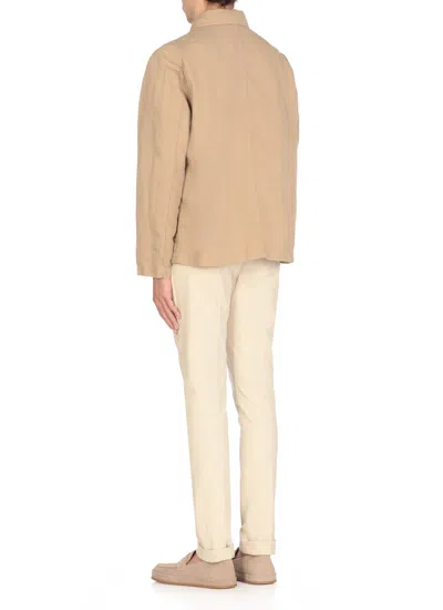 Fay Cotton And Linen Jacket In Neutral