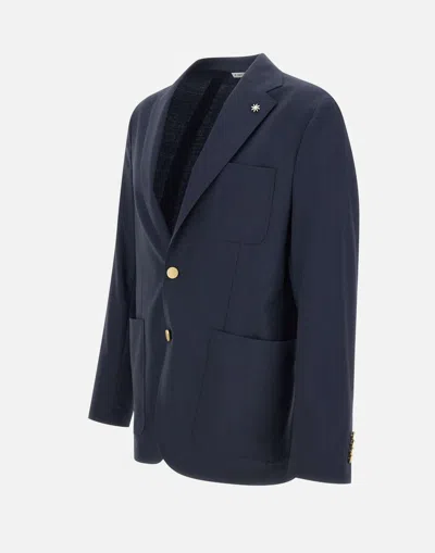 Manuel Ritz Wool Blazer In Blue