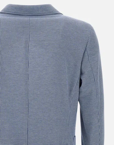 Manuel Ritz Viscose Stretch Houndstooth Blazer In Blue