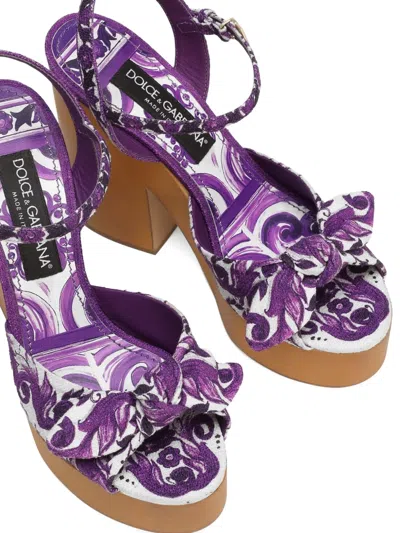 Dolce & Gabbana Maiolica Printed Knot Platform Sandals