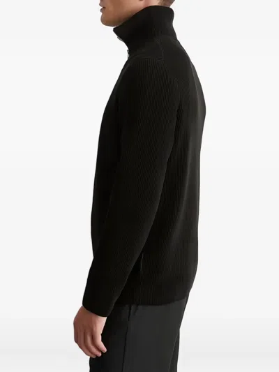 Marc O'polo Ribbed Quarter-zip Sweater In Black