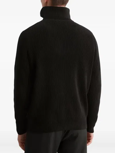 Marc O'polo Ribbed Quarter-zip Sweater In Black