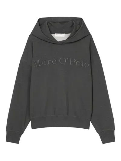 Marc O'polo Logo-embroidered Hoodie In Gray