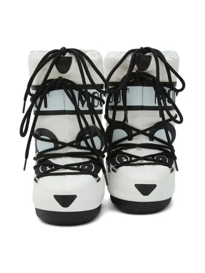 Moon Boot Panda-print Lace-up Boots In White
