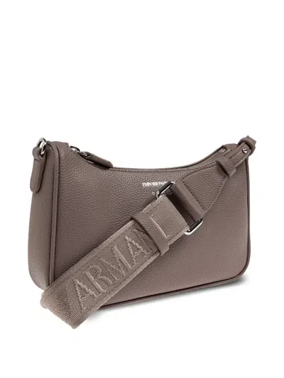 Emporio Armani Grey Logo-plaque Crossbody Bag In Gray
