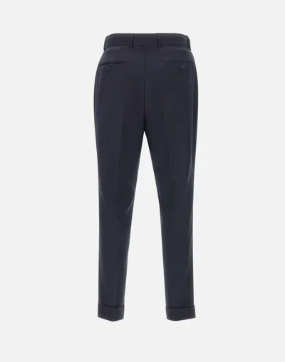 Officine Generale Tailored Blue Trousers With Pleated Front And Cropped Length In Blue