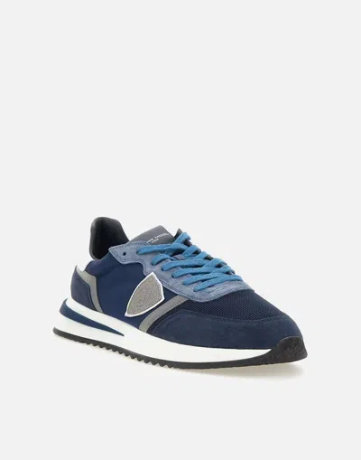 Philippe Model Panelled Crest-motif Sneakers In Blue