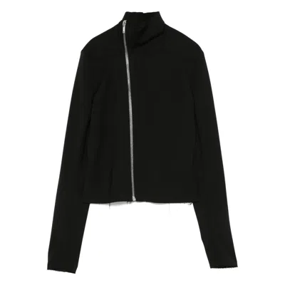 Rick Owens Tailored Jacket With High Collar And Long Sleeves In Black