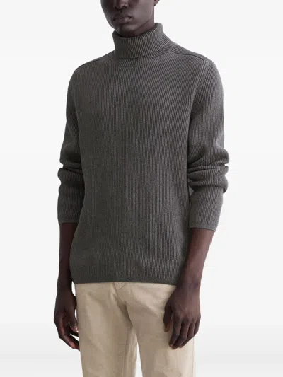 Marc O'polo Ribbed-knit Turtleneck Sweater In Gray