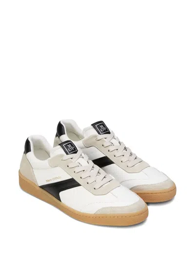 Marc O'polo Court Suede-panelled Low-top Sneakers In White