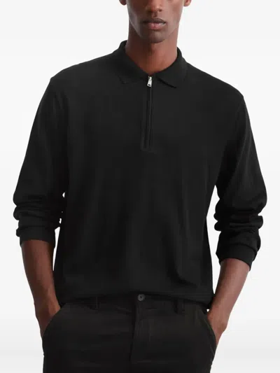 Marc O'polo Short-zip Polo Shirt In Black