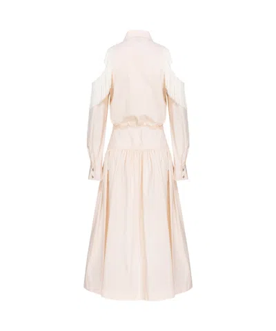 Pinko Fringe-detailing Cotton Dress In Pink