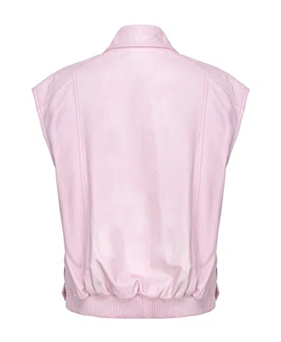 Pinko Sleeveless Leather Gilet In Pink
