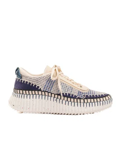 Chloé Nama Embroidered Suede And Recycled-mesh Sneakers