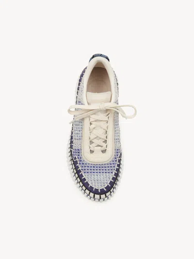 Chloé Nama Embroidered Suede And Recycled-mesh Sneakers